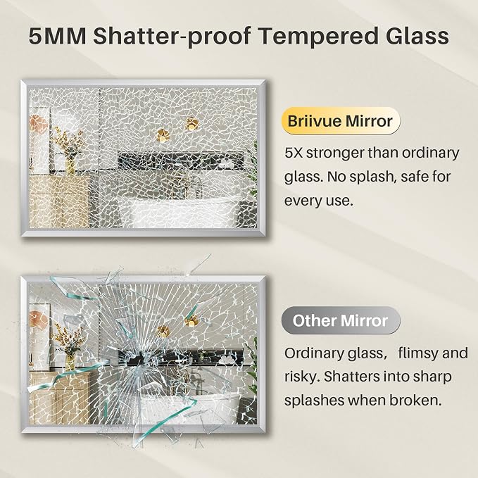 48x36 Inch Brushed Silver Bathroom Mirror