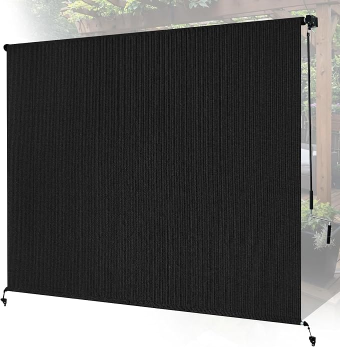 9'W x 8'H Black Outdoor Roller Shade