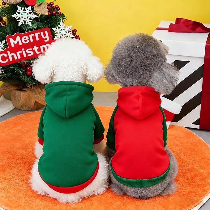 Custom Dog Hoodie, Personalized Sweatshirt with Photo Text Name Logo, Customized Hooded Sweater for Small Medium Large Dogs & Cats (Red + Green Border, Small)