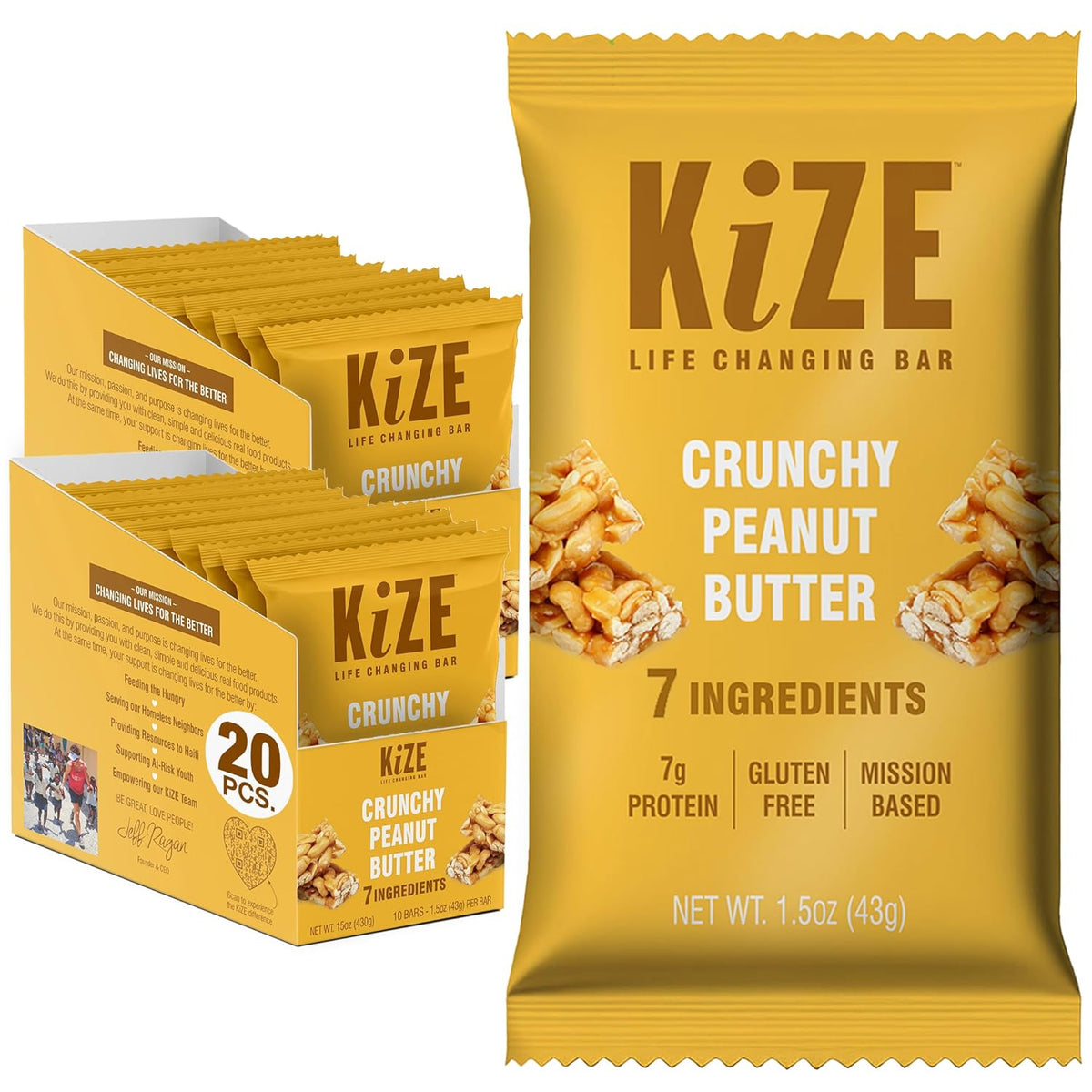 KiZE Energy Bars - Best Sellers Variety Pack - Gluten Free, Dairy Free Options, Non-GMO, and High Protein Meal Replacement Energy Bars, Clean and Simple Food Ingredients - 7-10g High Protein Snacks, (10 Count)