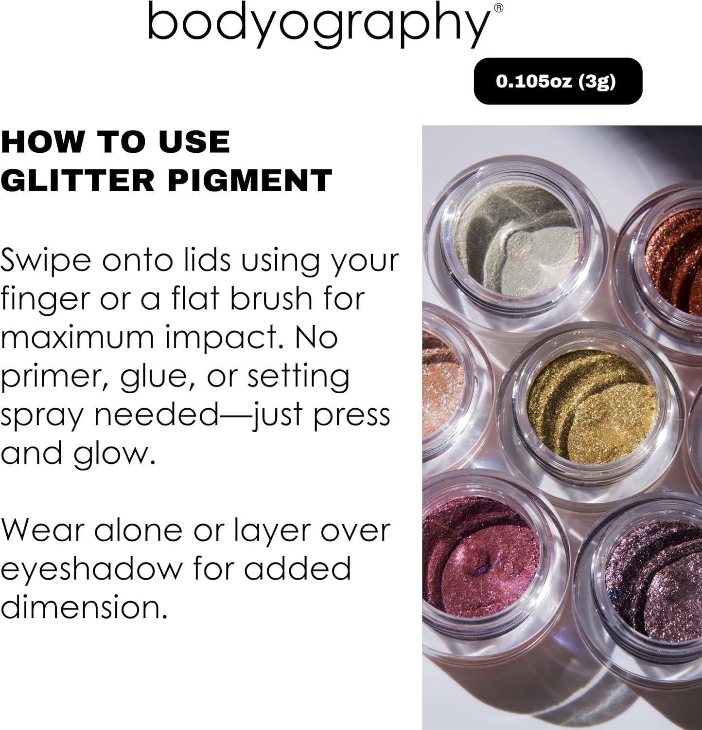 Bodyography Glitter Pigments Eyeshadow, Solar Flare (Bronze Rose)