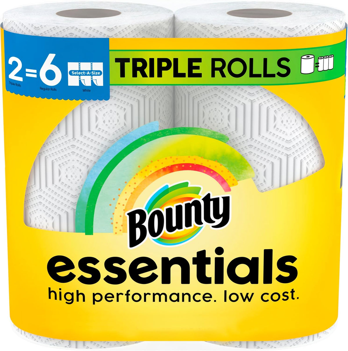 Bounty Essentials Select-A-Size Paper Towels, White, 2 Triple Rolls = 6 Regular Rolls (Packaging May Vary)