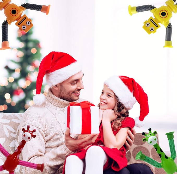 Giraffe Sensory Travel Toys, Sensory Toys for Kids with Autism | 6Pcs Giraffe Sensory Toys suction cup giraffe toys, pop tubes Fidget Toy Halloween and Christmas gift for boys and girls