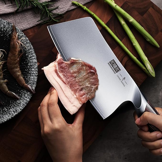 HOSHANHO Cleaver Knife 7 Inch, Ultra Sharp Japanese High Carbon Steel Vegetable Meat Cleaver, Multifunction Chopper Butcher Knife for Home Kitchen and Restaurant