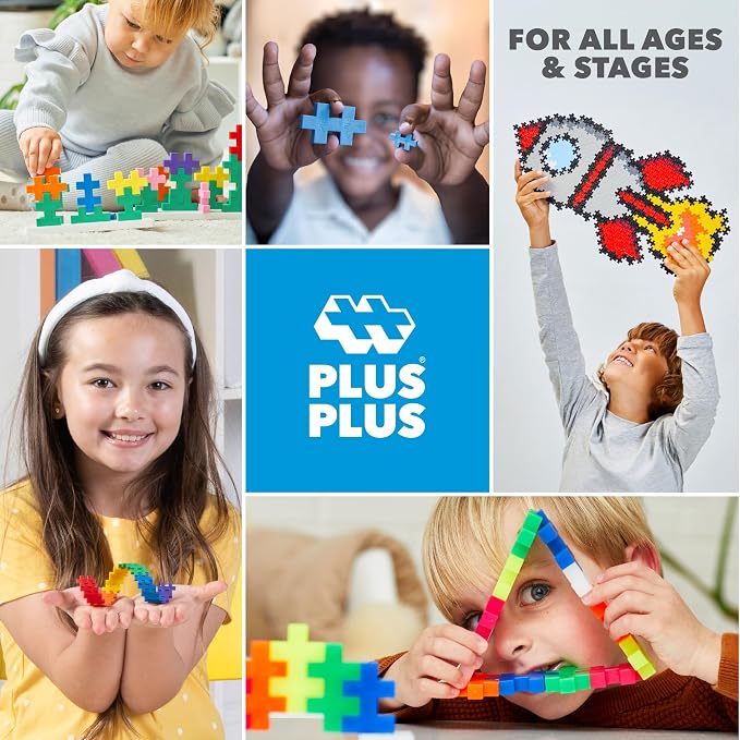 PLUS PLUS Big 15 Piece Bloom Mix - Large Building Blocks for Toddlers | Quiet Stem Toys for Toddlers, Prek Classroom Essentials, Waffle Blocks Jumbo, Stem Bins for Classroom, Sensory Bins