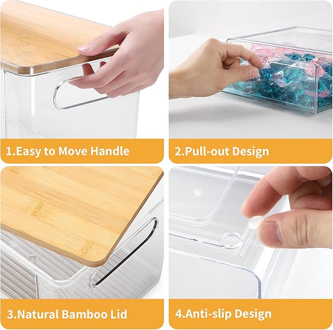 3Pcs Extra Large Laundry Room Organization and Storage, Stackable Storage Drawers, Trash Bag Holder Under Sink, Garbage Bag Dispenser Roll Holder for Vanity, Bathroom,Cabinet,Desk Organization
