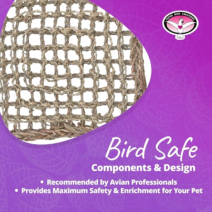 Super Bird Creations SB50003 Seagrass Mat for Cage Decor, Pet Enrichment and Boredom Relief - Versatile Toy-Making Base - Ideal for Parrots - Small to Large Birds & Reptiles - 10"x10" (1 Pack)