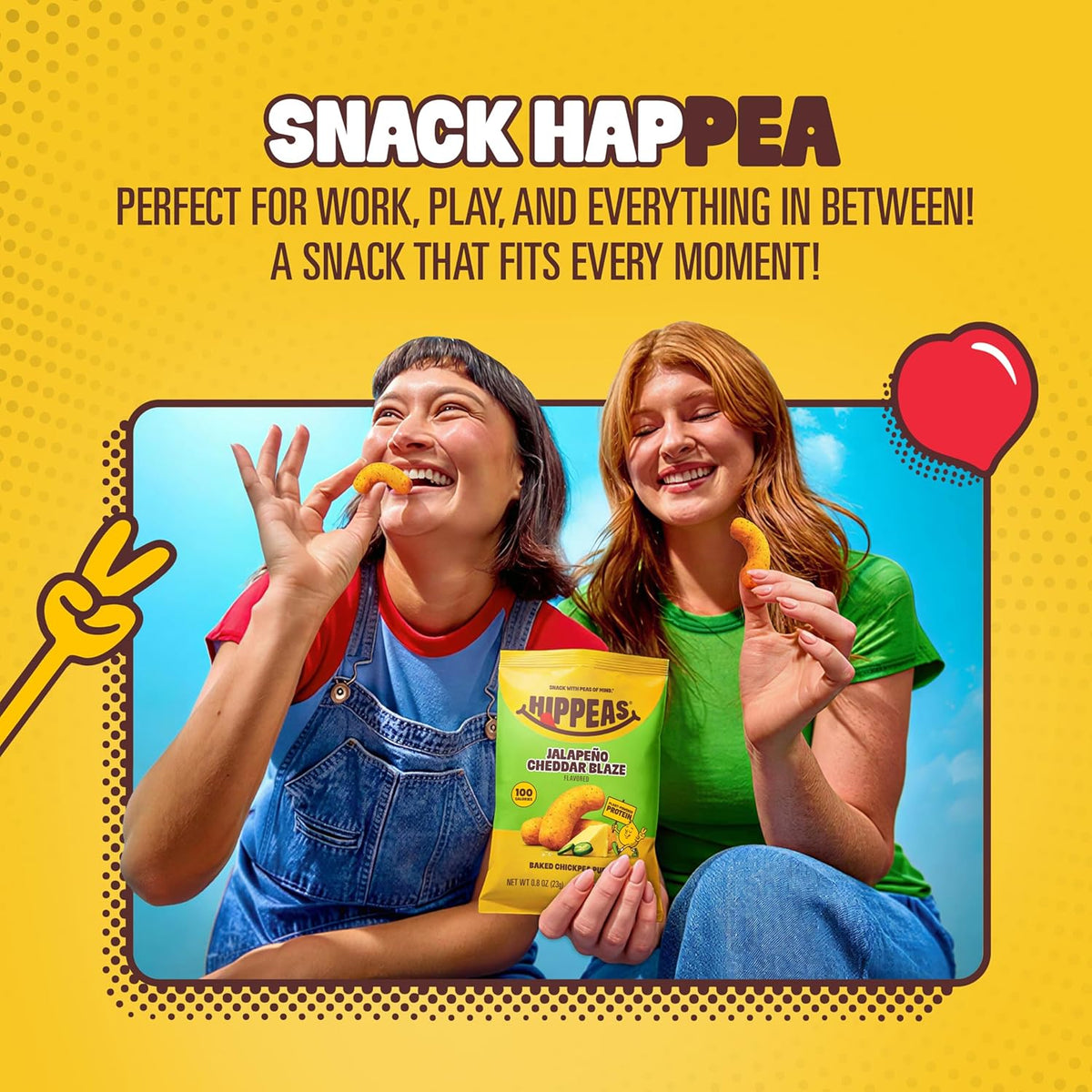 Hippeas Chickpea Puffs, Variety Pack, Groovy White Cheddar, Jalapeño Cheddar, All Dressed, 30 x 0.8 oz, Baked Crunchy Chickpea Snacks, 3g Plant Protein, 2g Fiber & 50% Less Fat, Dairy & Gluten Free
