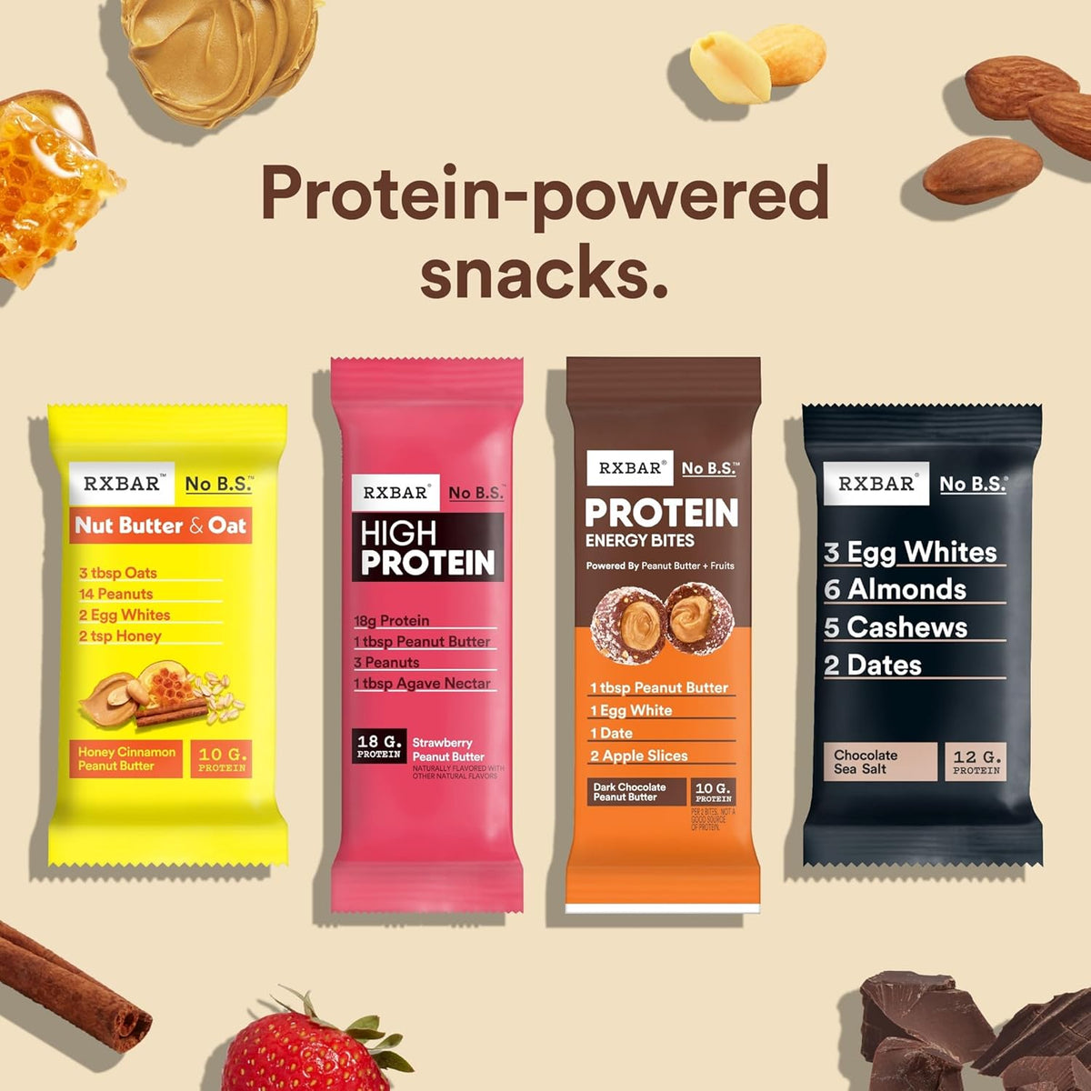 RXBAR Protein Energy Bites, Gluten Free Protein Balls, Dark Chocolate Peanut Butter, 21.1oz Box (24 Bites)