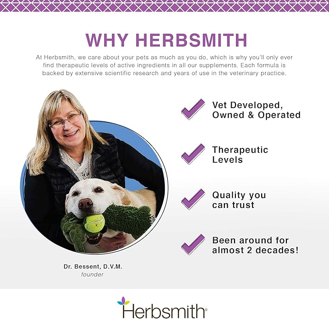 Herbsmith Calm Shen – Herbal Blend for Dogs & Cats – Natural Anxiety Remedy for Dogs & Cats – Feline and Canine Calming Supplement – 150g Powder