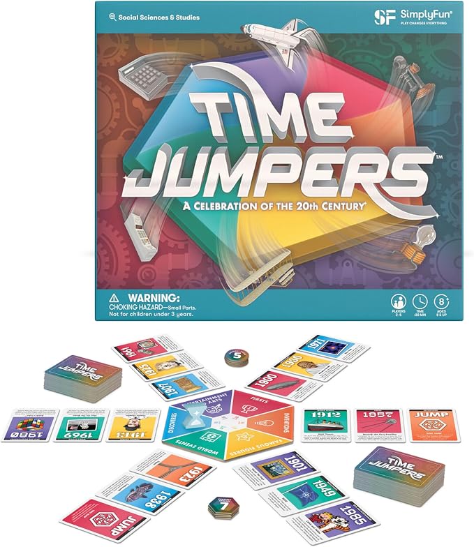 SimplyFun Time Jumpers - Educational Kids’ Game - Learn About History & Geography While Having Fun - 2-5 Player, for Ages 8 & Up
