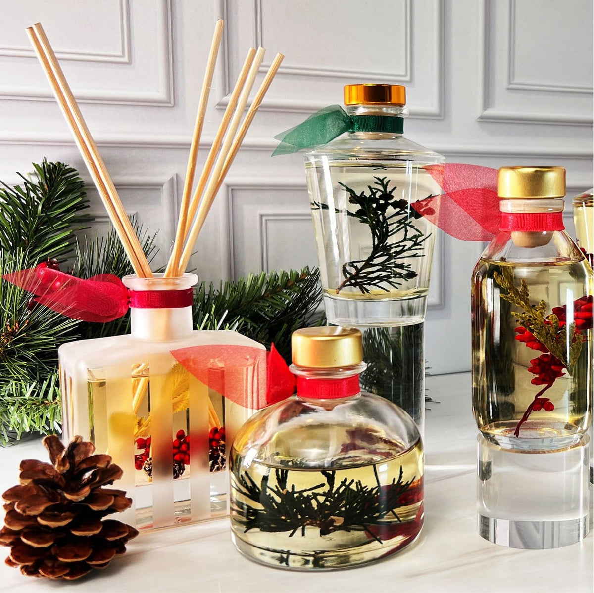 LOVSPA Eucalyptus Reed Diffuser Set for Home, Revive Fresh Eucalyptus, Sage, Citrus & Mint Scent Diffuser with Sticks for Bathroom Shelf Decor Accessories, Top Aromatherapy Gift for Women
