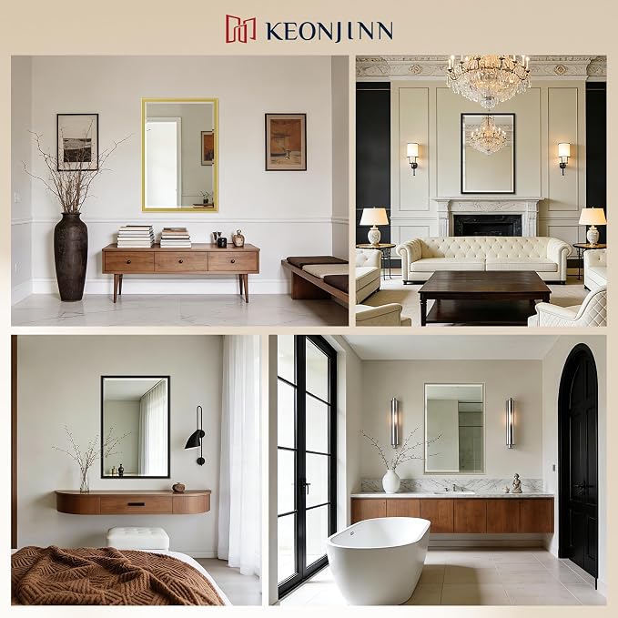 Keonjinn 24" x 36" Brushed Gold Bathroom Mirrors