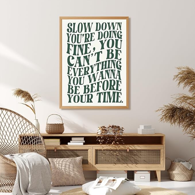 Green Wall Art Pop Music Vienna Lyrics Poster Slow Down Youre Doing Fine Canvas