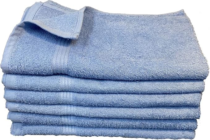 Towel Supercenter 16X27 Cotton Hand Towels (12Pack-24Pack-36Pack-60Pack-120Pack) for Hair, Nail, Tanning Salons, Golf Course (120, Light Blue)