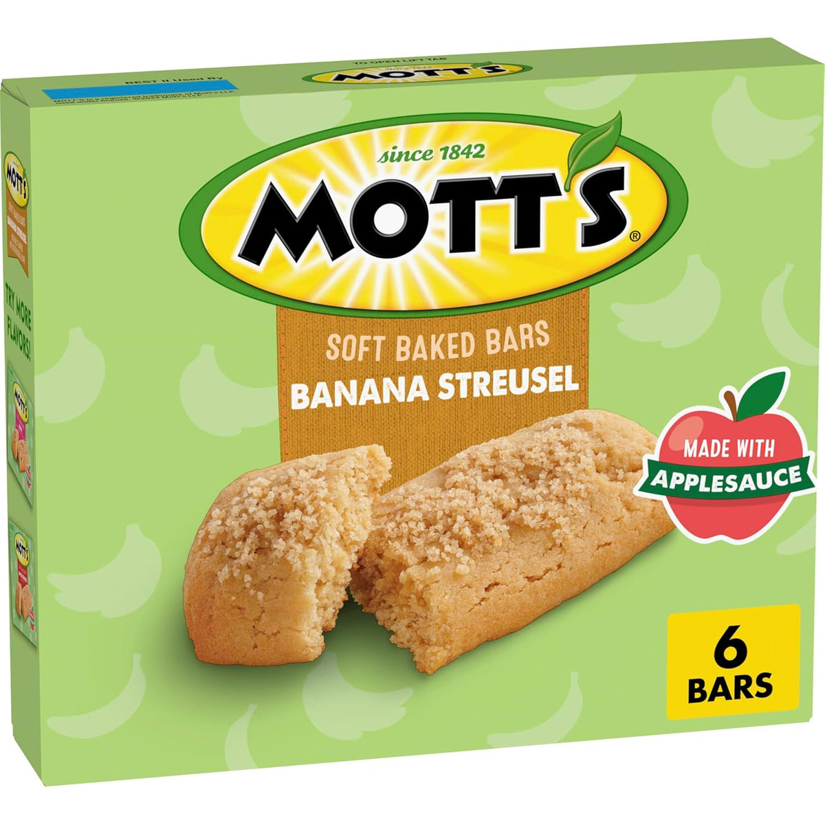 Mott's Soft Baked Bars, Apple Streusel, Made with Applesauce, 6 Ct, 5.76 oz