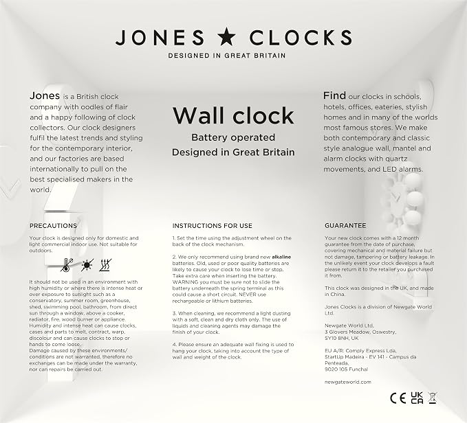 JONES CLOCKS® Pulsar wall Clock | Square Rounded Retro Clock | 10 inch | Blue |