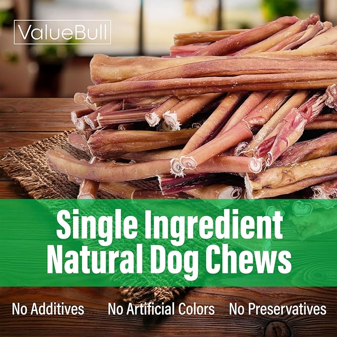 ValueBull Bully Sticks for Dogs, Medium 12 Inch, 200 Count Bulk Pack - All Natural, Grass Fed, Single Ingredient, Long Lasting Dog Treats