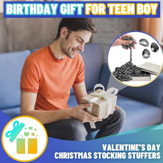 Fidget Toys For Teen Boys Adult, 1000pc Metal Cool Gadgets Gift Quiet Office Desk Sensory Stress Fidgets Beads Stones Toy Anxiety Relief Items For Teen Girls ADHD Autism Autistic Ferrite Putty