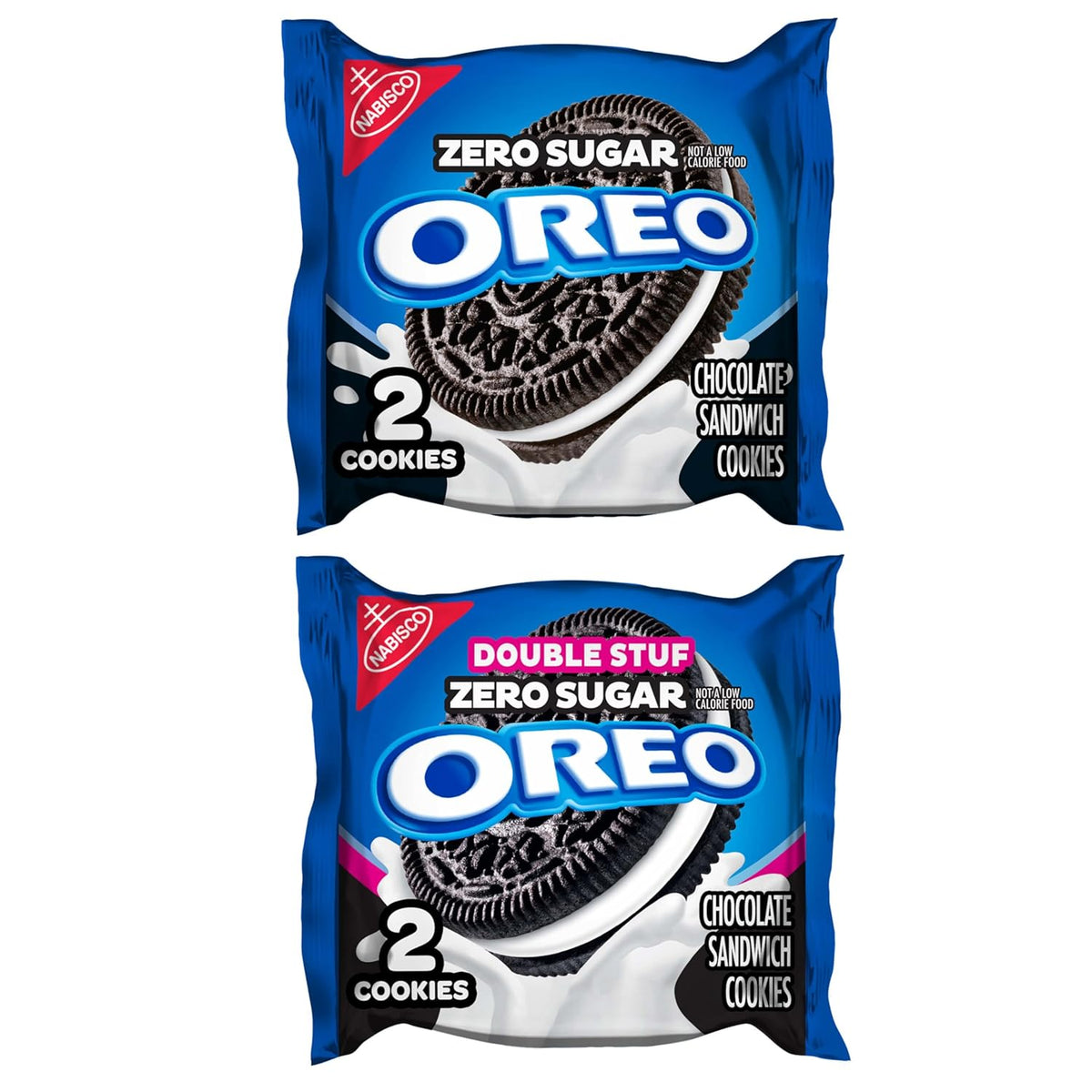 OREO Zero Sugar and OREO Double Stuf Zero Sugar Chocolate Sandwich Cookies Variety Pack, 20 Snack Packs (2 Cookies Each)
