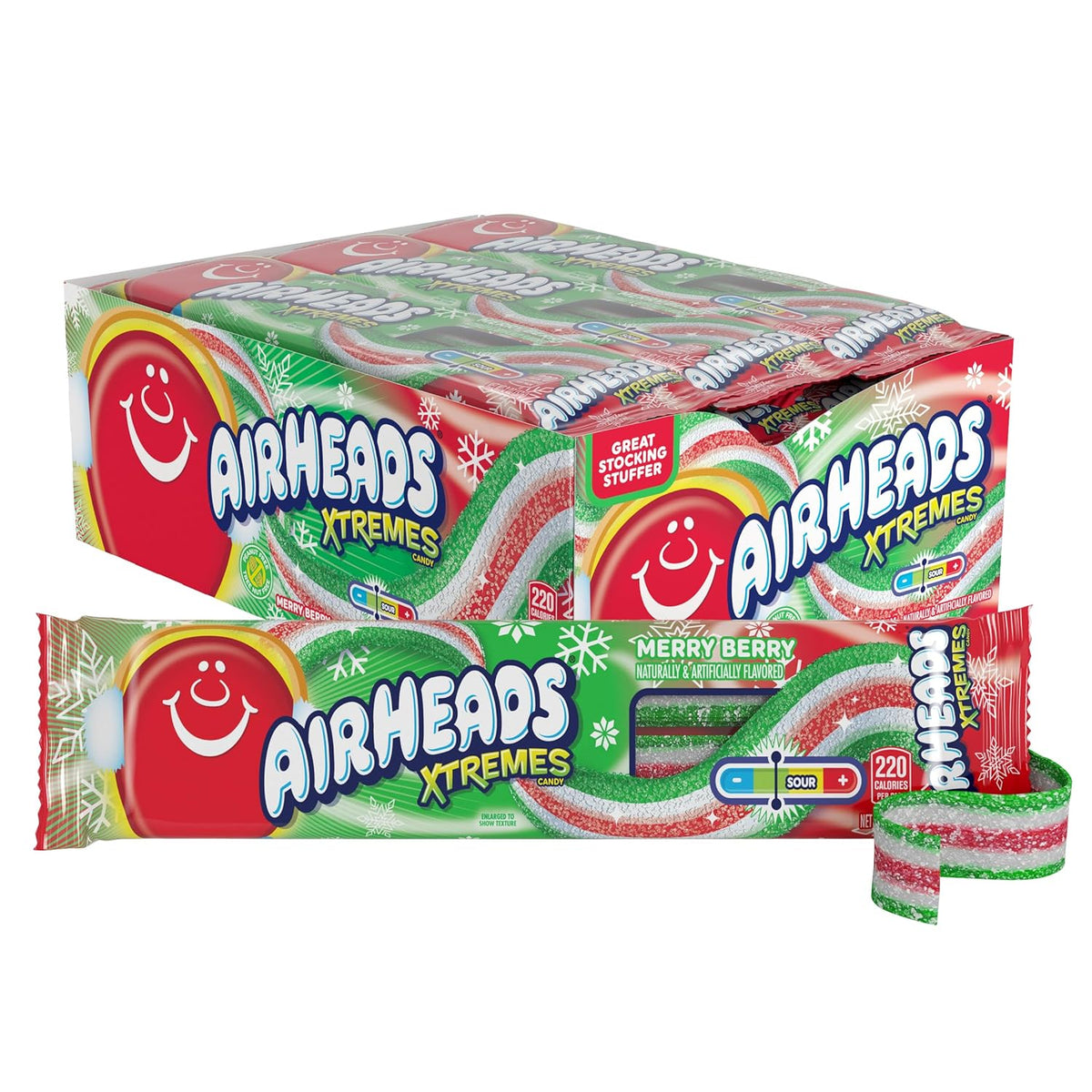 Airheads Xtremes Belts Candy, Chewy Candy Package, Rainbow Berry Fruit Flavor Artificially Flavored, 2 Ounces (18-Pack)