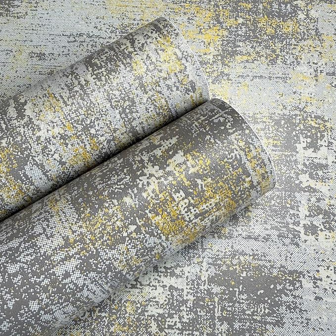 JiffDiff Vintage Metallic Peel and Stick Wallpaper Industrial Metallic Concrete