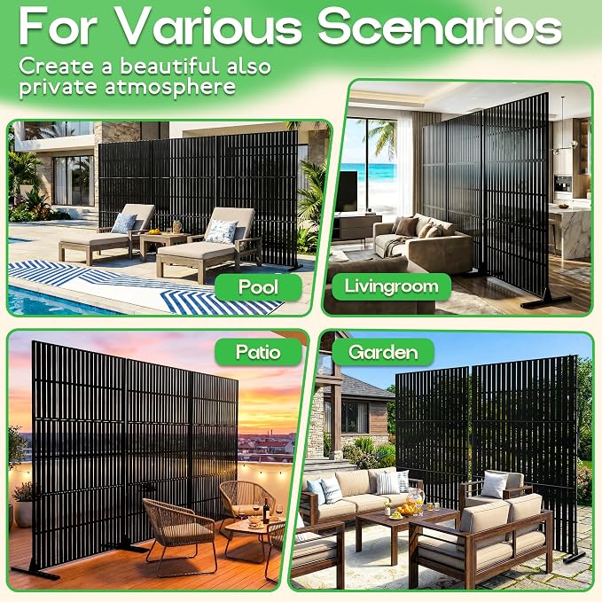 MTART Metal Privacy Screen 72" H x 47.2" Decorative Outdoor Privacy Screen