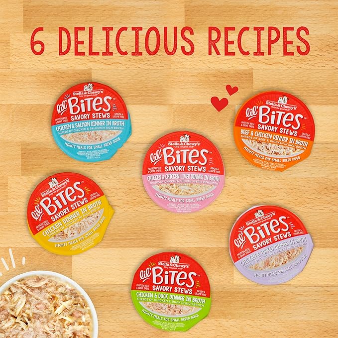 Stella & Chewy's Lil Bites Savory Stews for Small Breeds Chicken & Duck Dinner in Broth, 2.7 Ounce (Pack of 12)