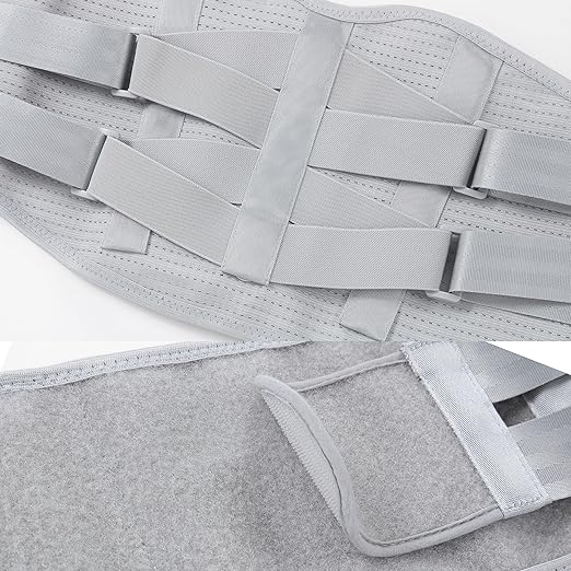 NeoTech Care Back Support Belt - Breathable & Adjustable Lower Back Brace - Double Pull Compression Straps (Grey, Size L)