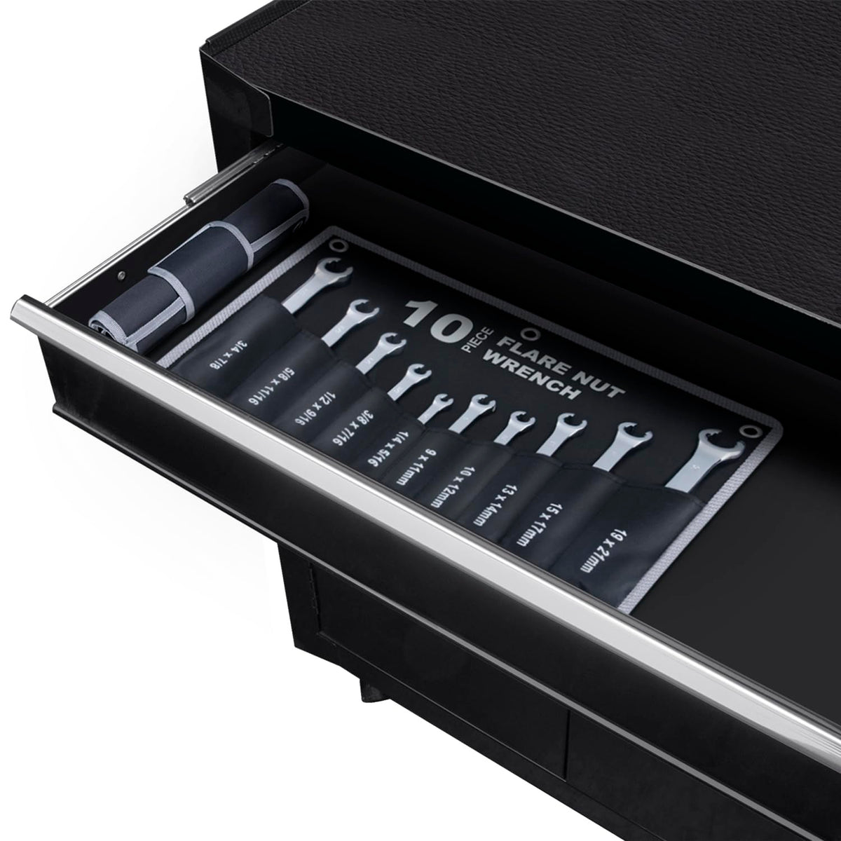 EFFICERE 10-Piece Flare Nut Wrench Set | Metric 9mm-21mm & SAE 1/4-7/8 in | Cr-V Steel
