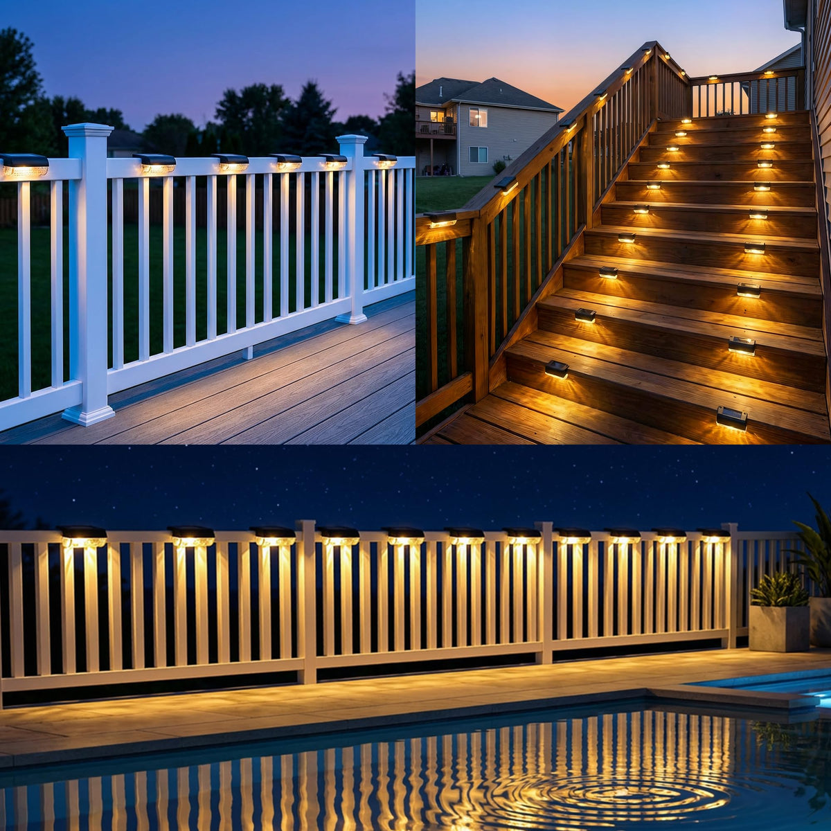 Herzila Solar Step Lights Outdoor – 12-Pack, 3000K Warm White, Auto Dusk-to-Dawn