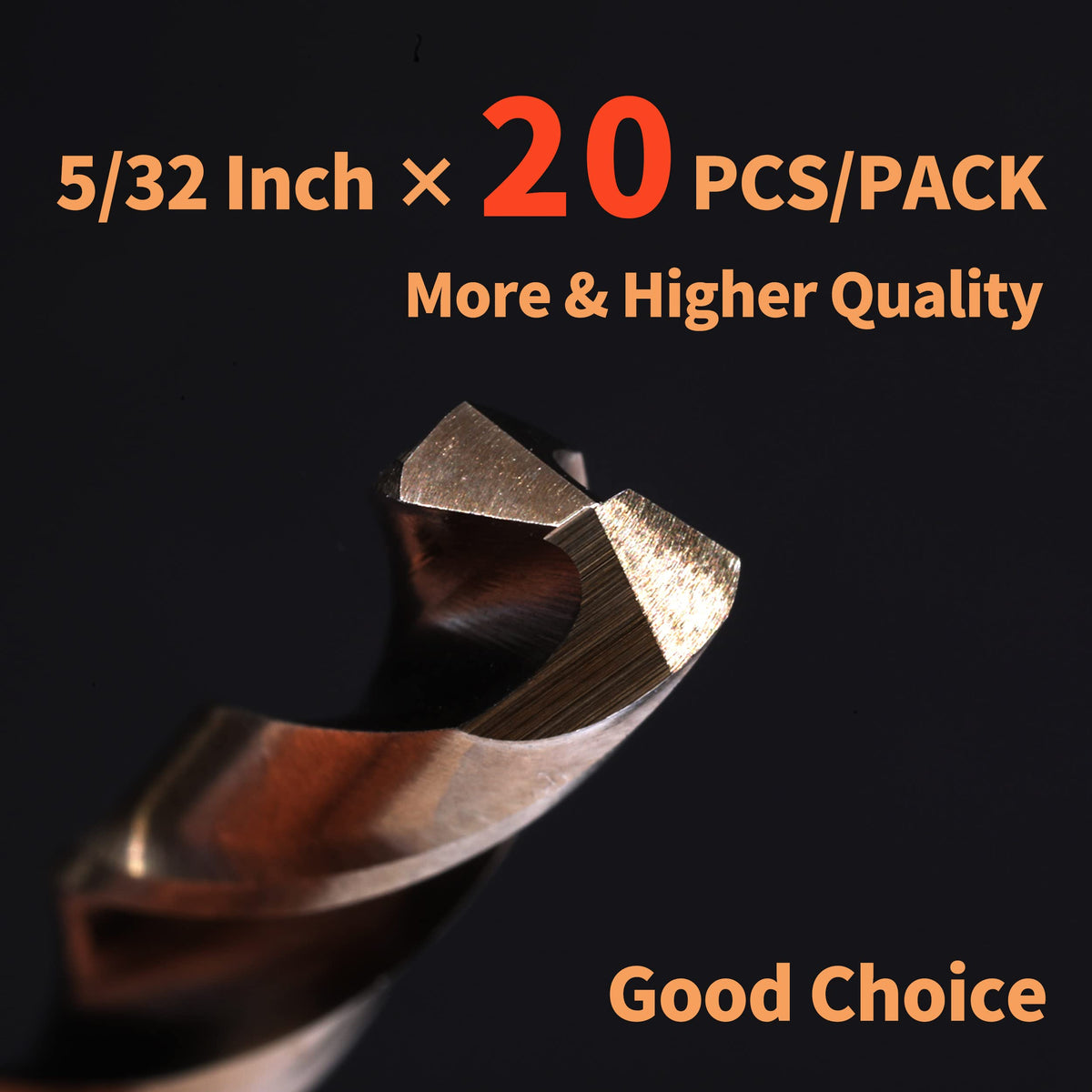RCINDUS 20-Piece 5/32in Cobalt Drill Bit Set - HSS M35 for Steel, Stainless Steel, Cast Iron, Wood