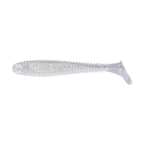 Moose Baits 3.8” Paddle Swimmer Soft Plastic Baits – Bass Fishing Lures - Soft Lure Bass, Durable Plastic Bait Swimmer for Freshwater Bass (6 Pack) - color: Pearl Sparkle