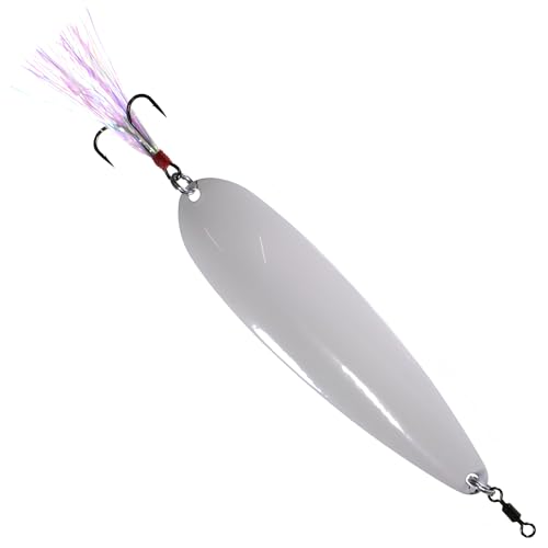 Nichols Lures Lake Fork Flutter Spoon - color: Snow White Smooth, size: 5"/1 1/8 oz