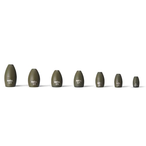 97% Pure Tungsten Flipping Weights - 10 Pack / 5 Pack - Nako Tungsten Weights - Fishing Sinkers for Bass Fishing - color: No Chip Green Pumpkin, size: 3/16 oz - 5 pack