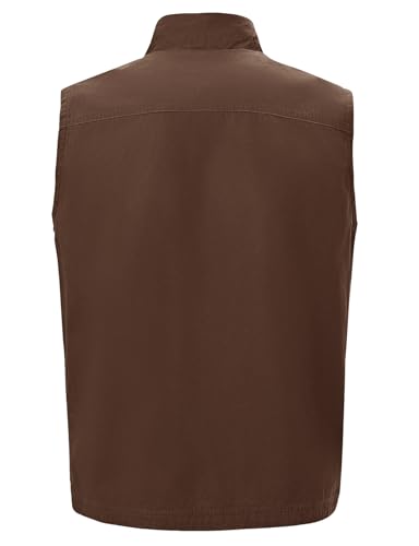 TBMPOY Men's Lightweight Vest Cotton Stylish Sleeveless Travel Casual Work Canvas Outerwear Utility Jacket Fishing Hiking - color: Coffee, size: 3X-Large