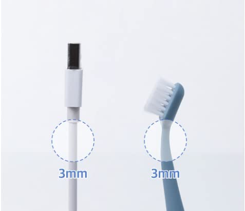Kitteney Pet Toothbrush for Dogs, Cats with 0.06mm Super Soft Bristles, Head Replaceable, Double Headed Toothbrush for Small to Large Teeth, Easy Teeth Cleaning & Dental Care (Gray)