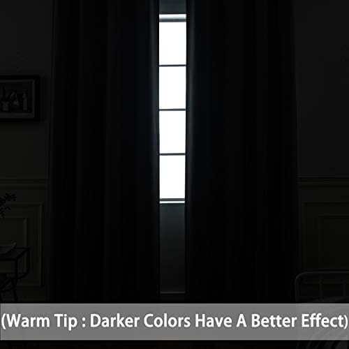 Yakamok 100% Blackout Thermal Insulated Grommet Curtains, Noise Reducing