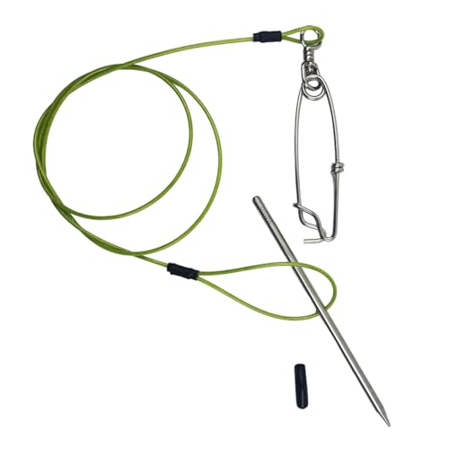 COOLHOOD Stringer Fish Holder for Diving Quick Handspear Fish Needle Hook Stringer with Clip Stainless Steel - color: 80cm