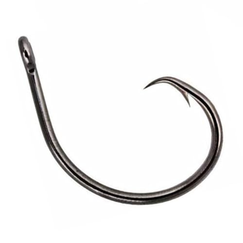 Reaction Tackle Circle Hooks - High Carbon Steel Fishing Hooks for Catfish, Bass and Saltwater Fishing - Sharp Offset Inline Point, Corrosion Resistant Black (25-Pack) - size: #1