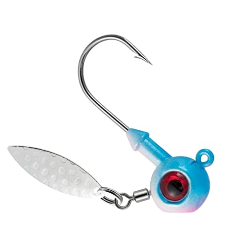 Dr.Fish 10 Pack Crappie Fishing Jigs Stand Up Round Jig Heads Painted Fishing Lure Spinner Blade Walleye Bass Trout Bluegill Freshwater Saltwater - color: Pink Blue, size: 1/4oz-Hook #1