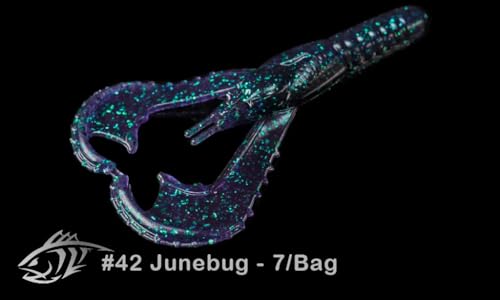 Lunker City Fishing Karate Craw 3" or 4" Soft Plastic Crawfish Bass Lure Open Claws Bait, 7 Per Bag, Made in The USA - color: #42 Junebug, size: 4"