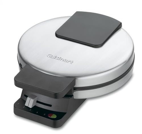 Cuisinart Waffle Maker, 1250W Round Classic Waffle Iron, 5-Setting Adjustable Browning Control, WMR-CANAS, Brushed Stainless