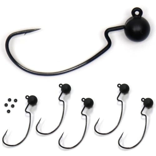 Harmony Fishing - Tungsten Offset Weedless Ned Rig Jigheads (5 Pack) - size: 1/16oz (5 Pack)