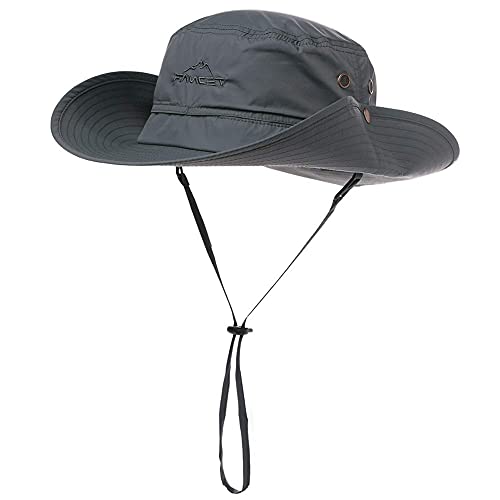 Oversize XL XXL Large Wide Brim Waterproof UPF 50+ Bucket Sun Summer Travel Fishing Hiking Fisherman Hat Detachable Chin - color: 000702_dark Grey, size: Large-X-Large