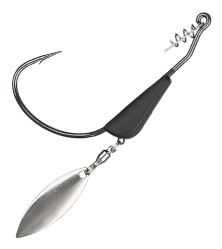 Reaction Tackle Tungsten Bladed Underspin Swimbait Hooks, Weighted Weedless Jig Heads for Bass, Pike, and Musky, Freshwater and Saltwater Fishing (3-Pack) - size: 3/16 Oz - 3/0 Hook