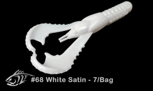 Lunker City Fishing Karate Craw 3" or 4" Soft Plastic Crawfish Bass Lure Open Claws Bait, 7 Per Bag, Made in The USA - color: #68 White Satin, size: 4"