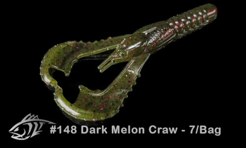 Lunker City Fishing Karate Craw 3" or 4" Soft Plastic Crawfish Bass Lure Open Claws Bait, 7 Per Bag, Made in The USA - color: #148 Dark Watermelon Red, size: 3"