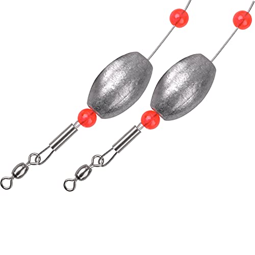 Carolina Saltwater Rigs, 8pcs Flounder Fishing Rigs, Stainless Steel Wire Leader with Egg Sinker Weights, Swivel Snaps for Catfish Grouper Drum Redfish Bottom Surf Fishing - size: 1oz-8pcs