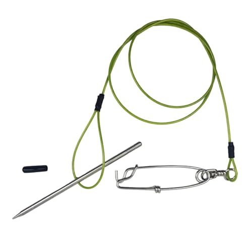 COOLHOOD Stringer Fish Holder for Diving Quick Handspear Fish Needle Hook Stringer with Clip Stainless Steel - color: 120cm